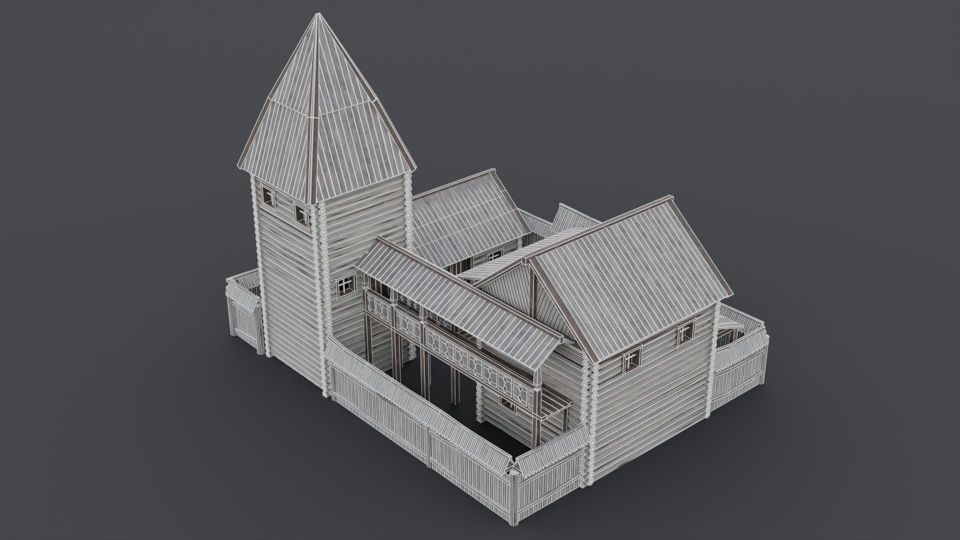 Medieval Mansion Low-poly 3D model_11