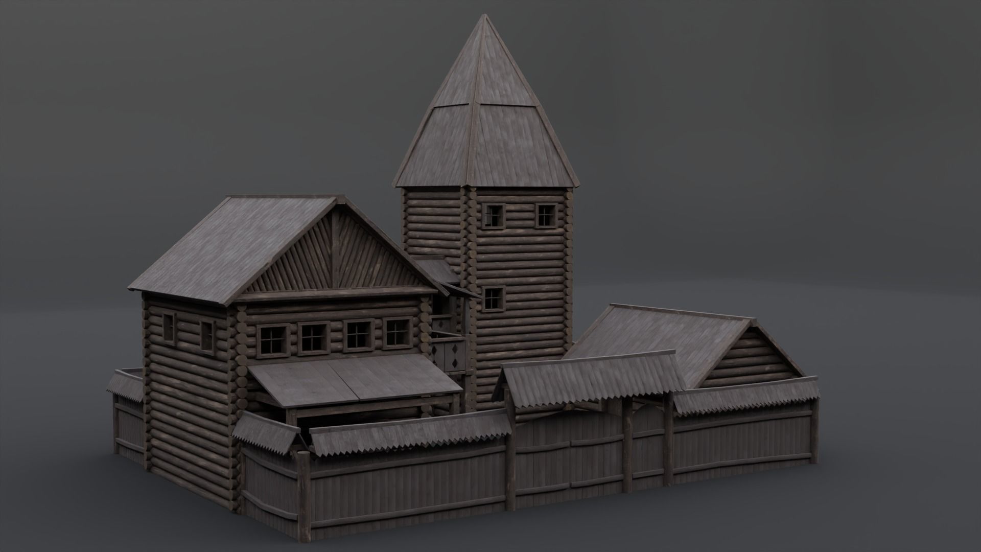 Medieval Mansion Low-poly 3D model_2