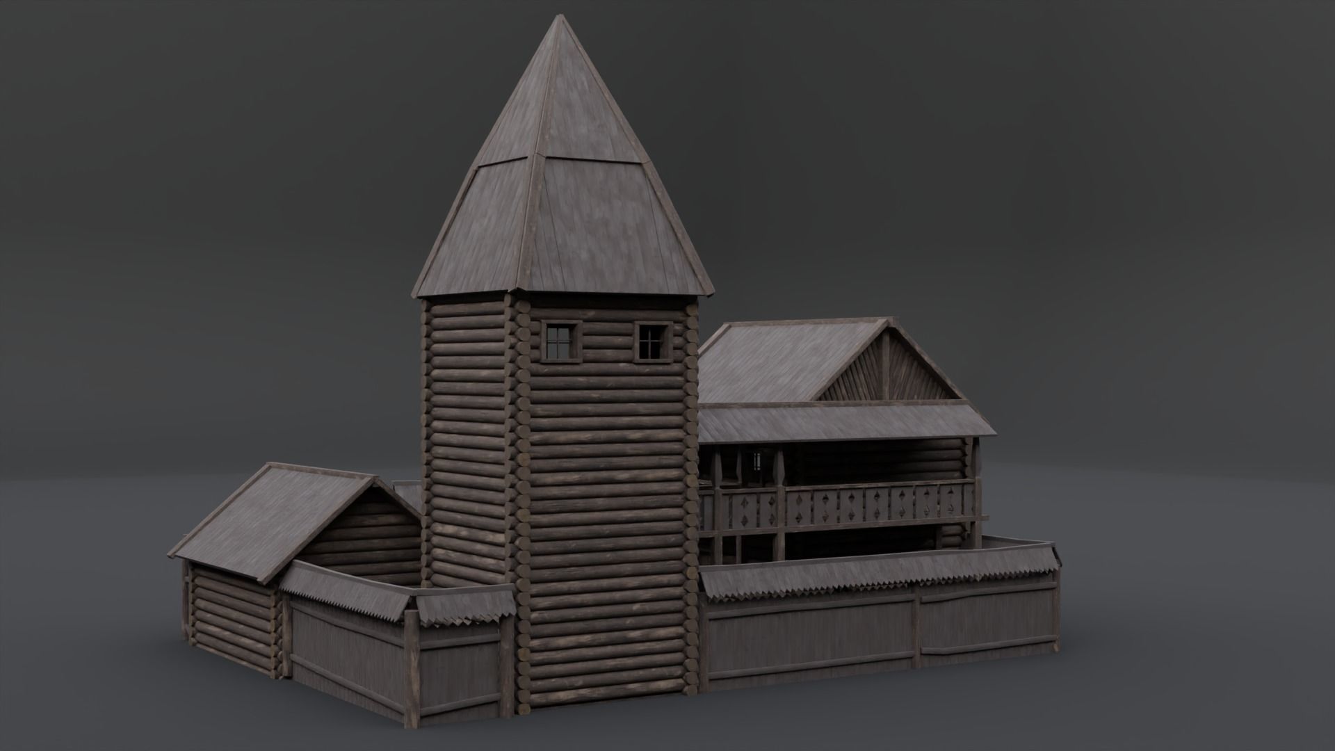 Medieval Mansion Low-poly 3D model_6