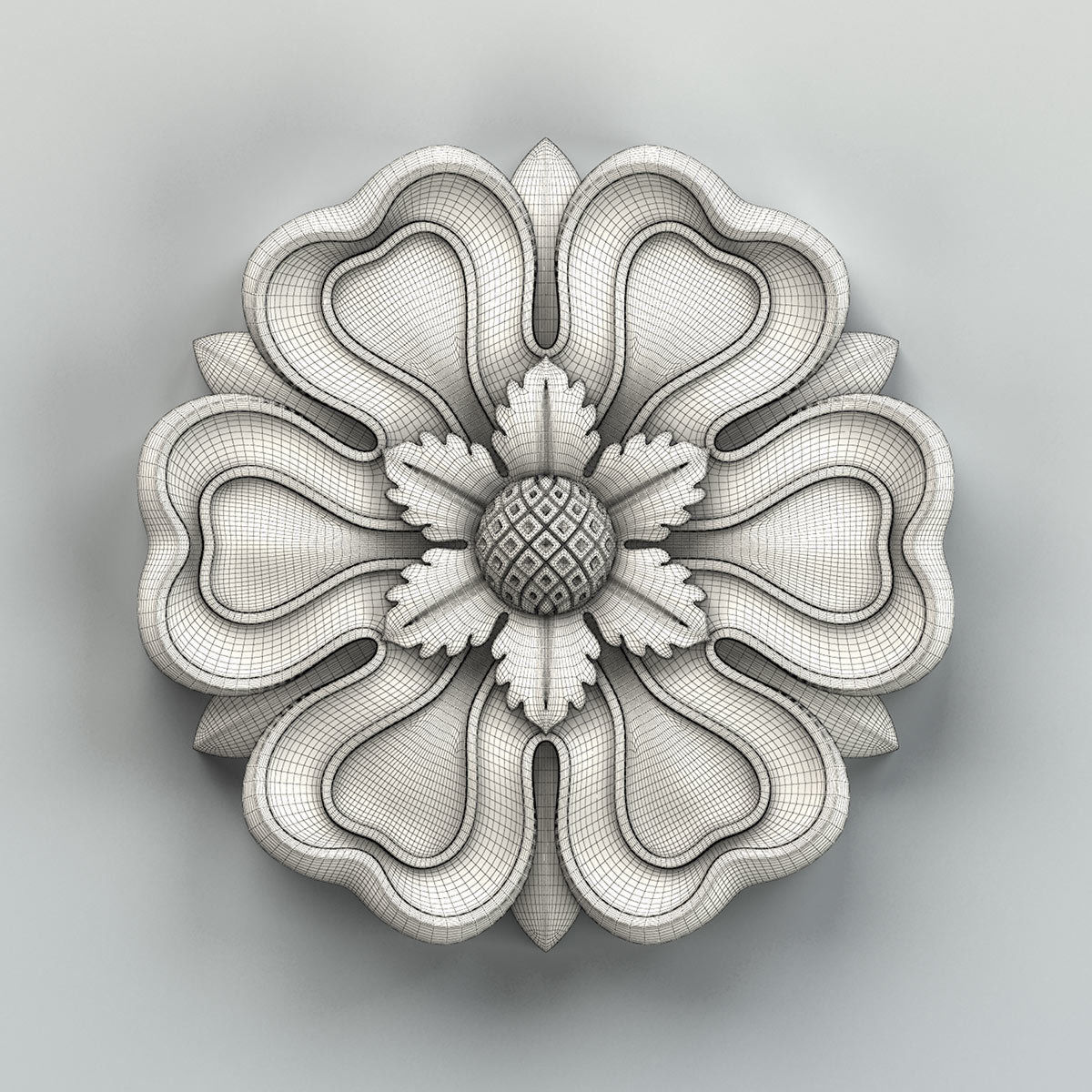 Round rosette 029 3D model_5