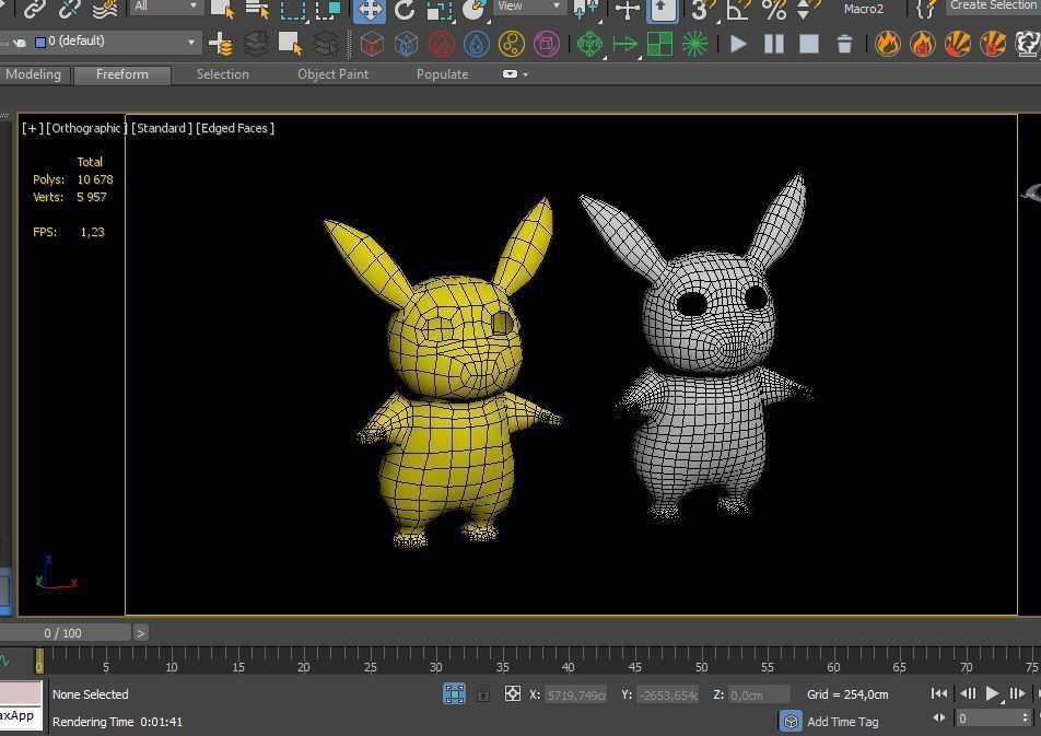 cartoon model two bunny rabbits Low-poly 3D model_3