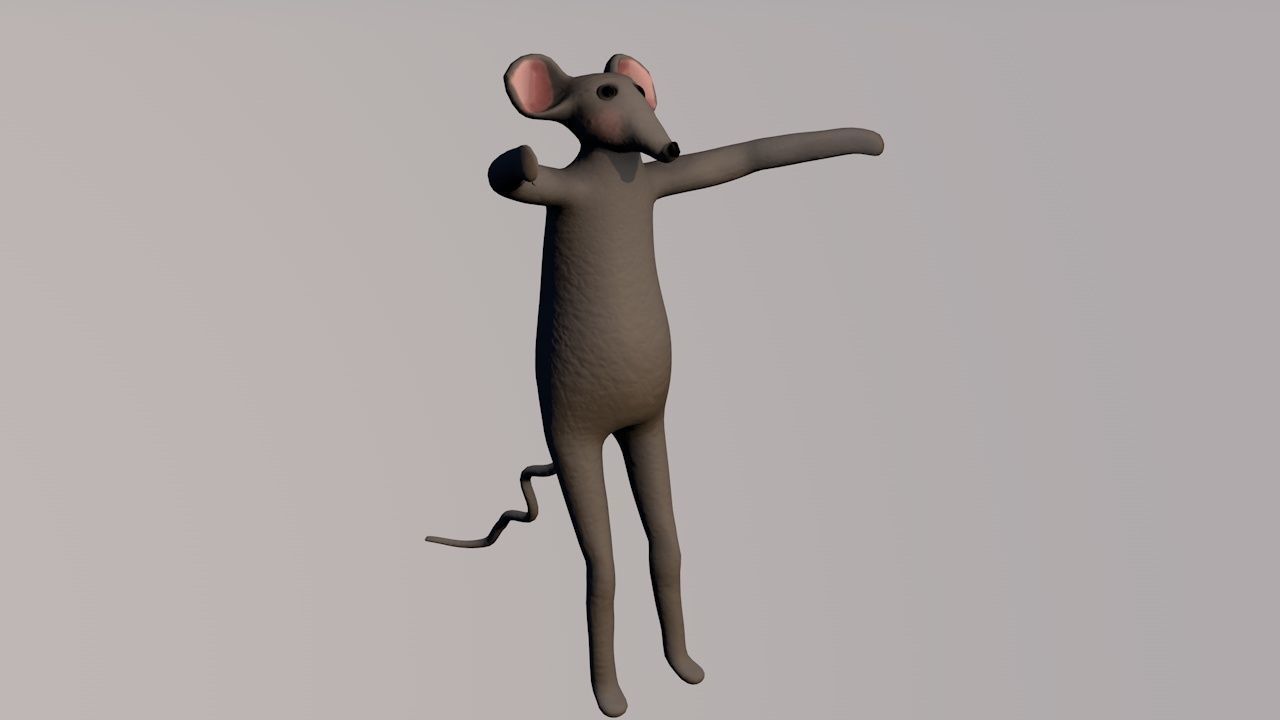 rat cartoon 3D model_2