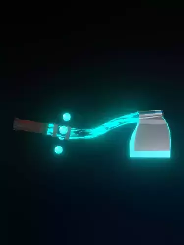 3d Model of Blue Ax Game Asset with Ball Energy