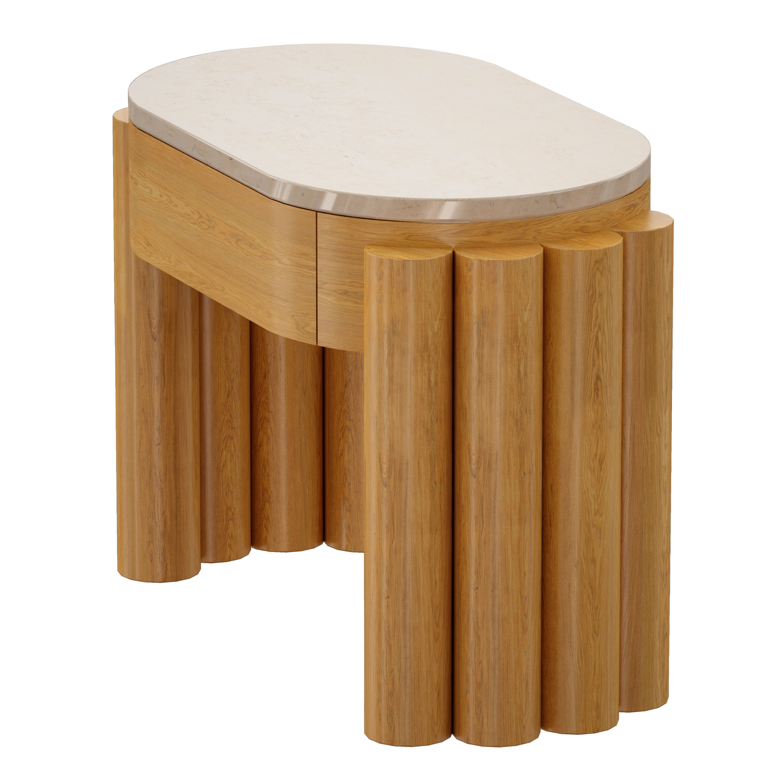 Oasis Oval Wood End Table Crate and Barrel 3D model_7