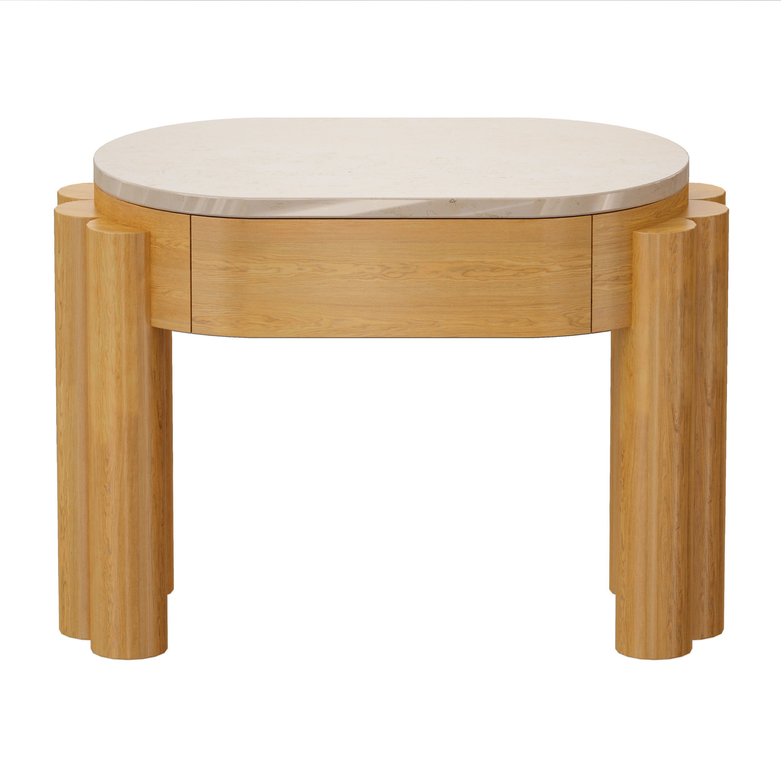 Oasis Oval Wood End Table Crate and Barrel 3D model_4