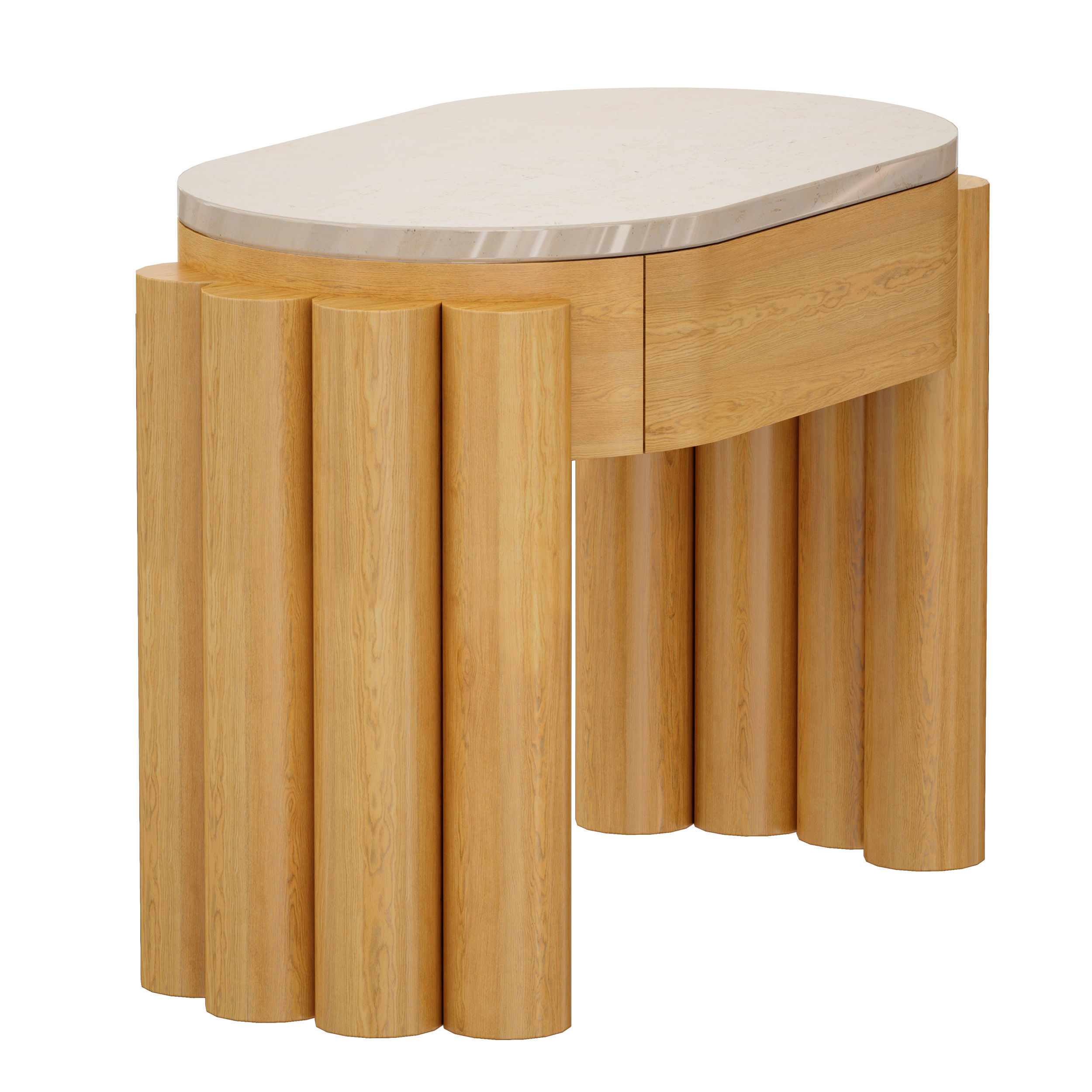 Oasis Oval Wood End Table Crate and Barrel 3D model_3