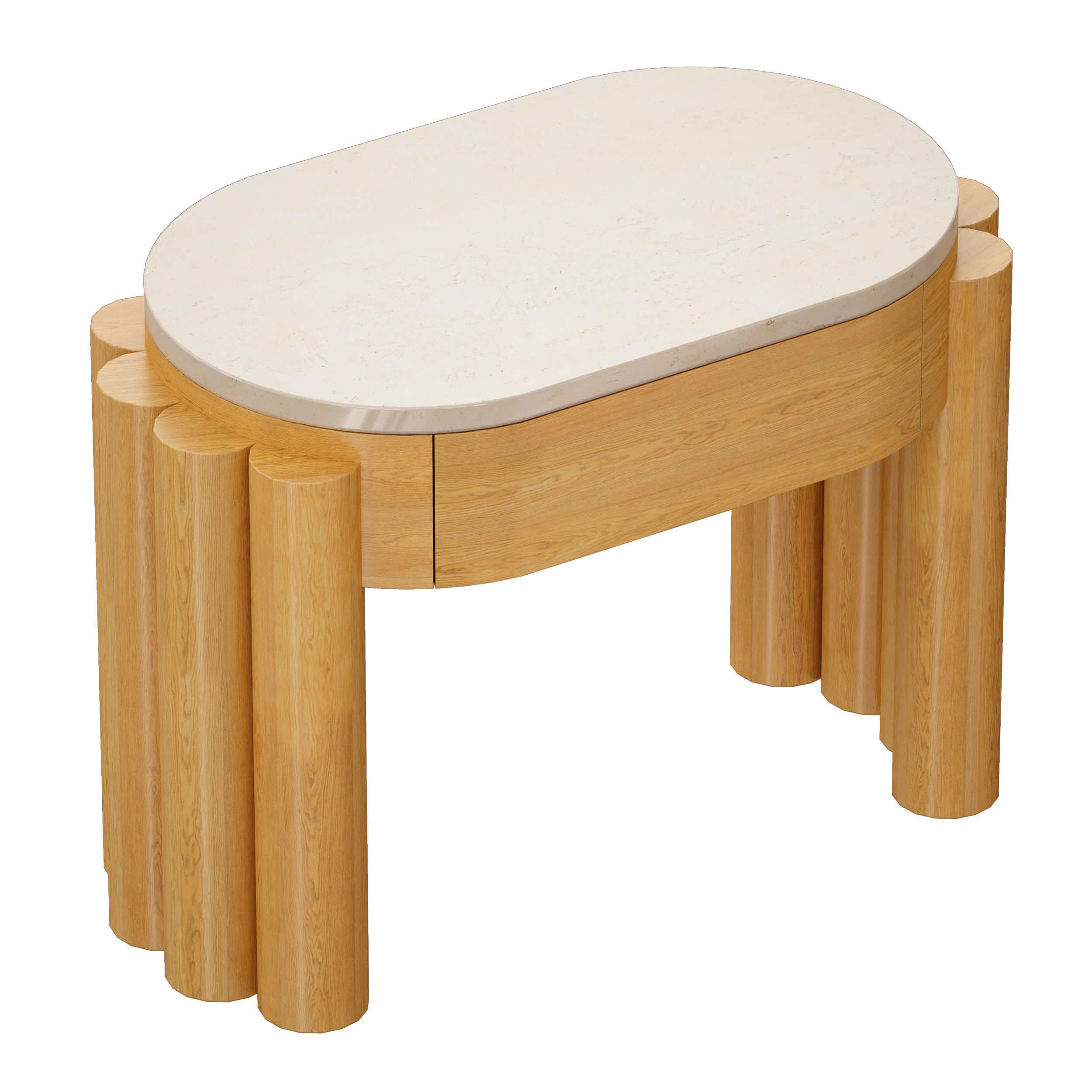 Oasis Oval Wood End Table Crate and Barrel 3D model_2