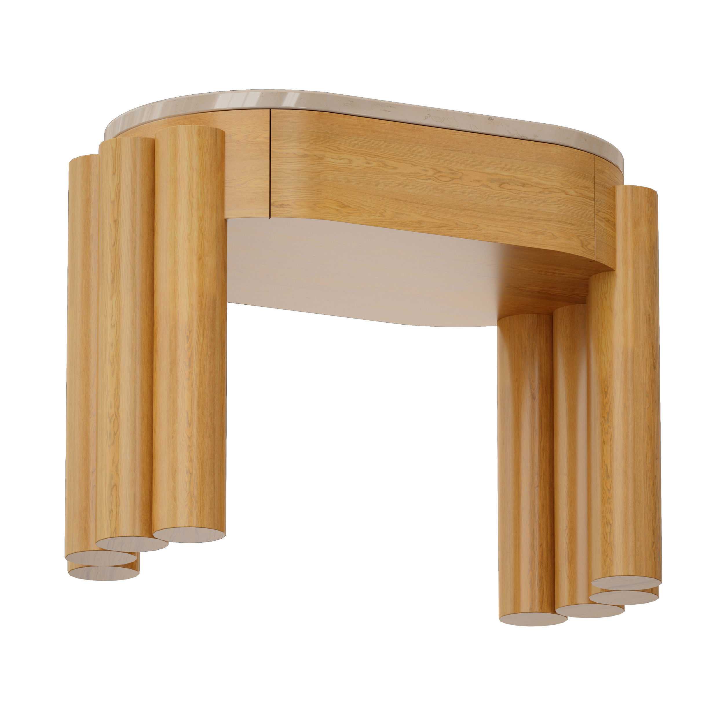 Oasis Oval Wood End Table Crate and Barrel 3D model_1