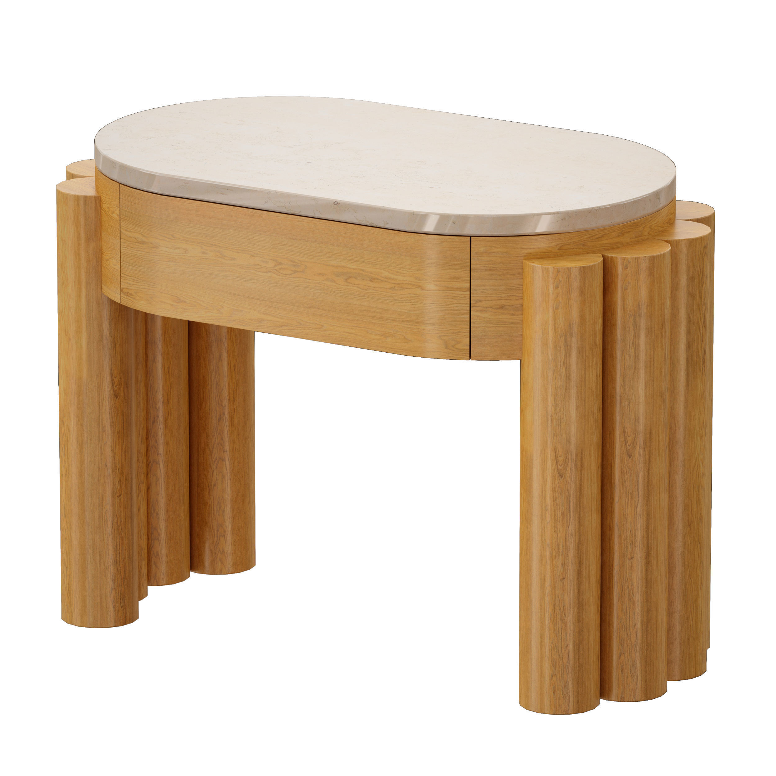 Oasis Oval Wood End Table Crate and Barrel 3D model_5
