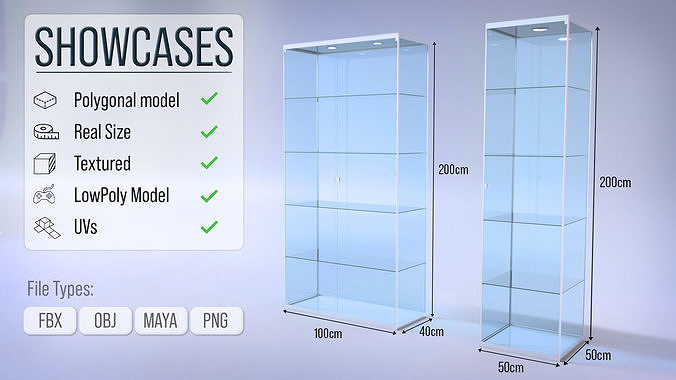 Glass Showcase Low-poly 3D model