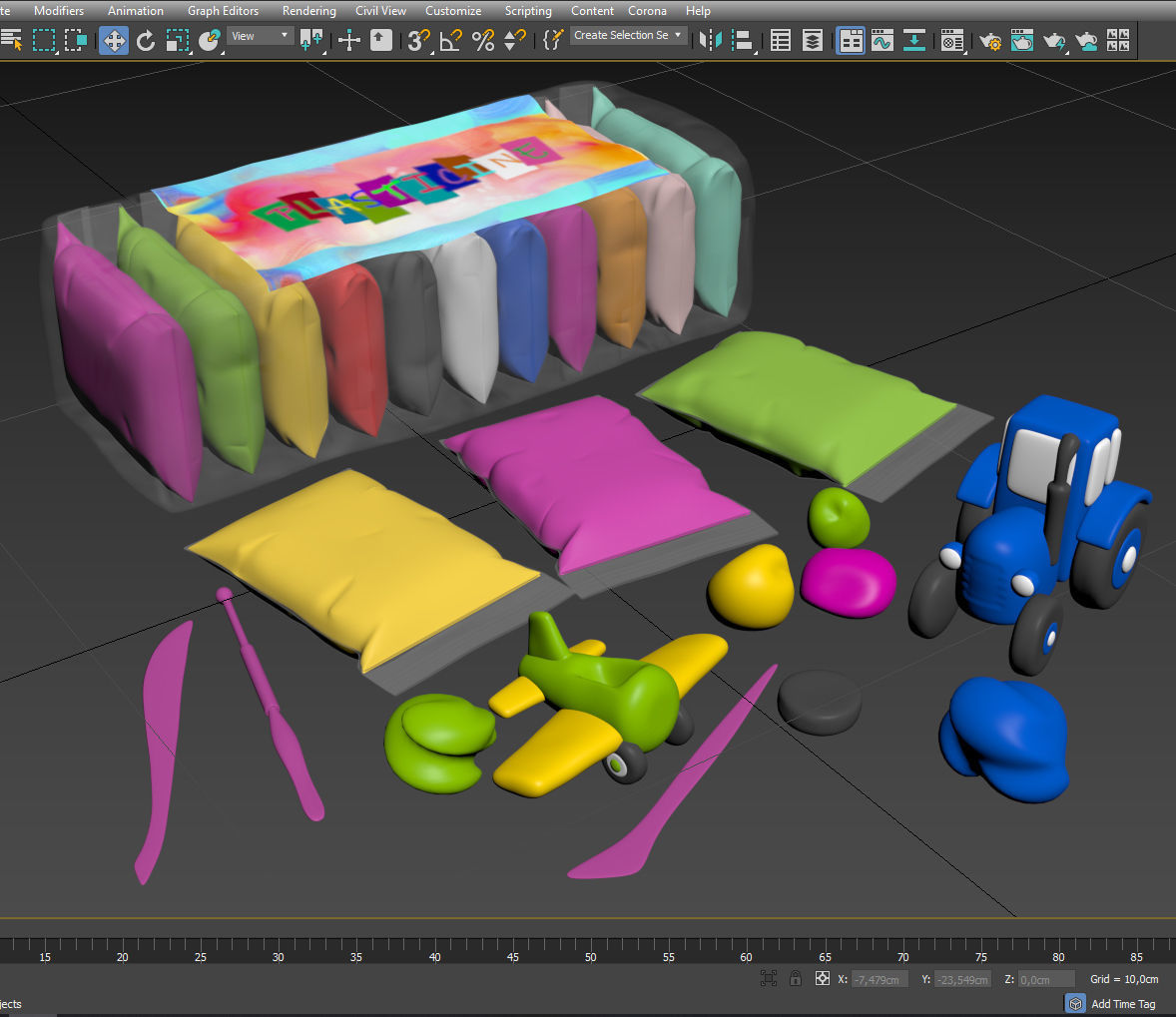 Plasticine Modeling Clay Artist Studio  3D model_2