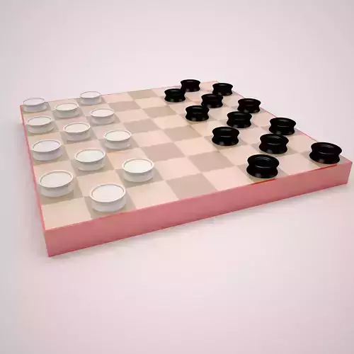 Checkers board with pieces 3D model