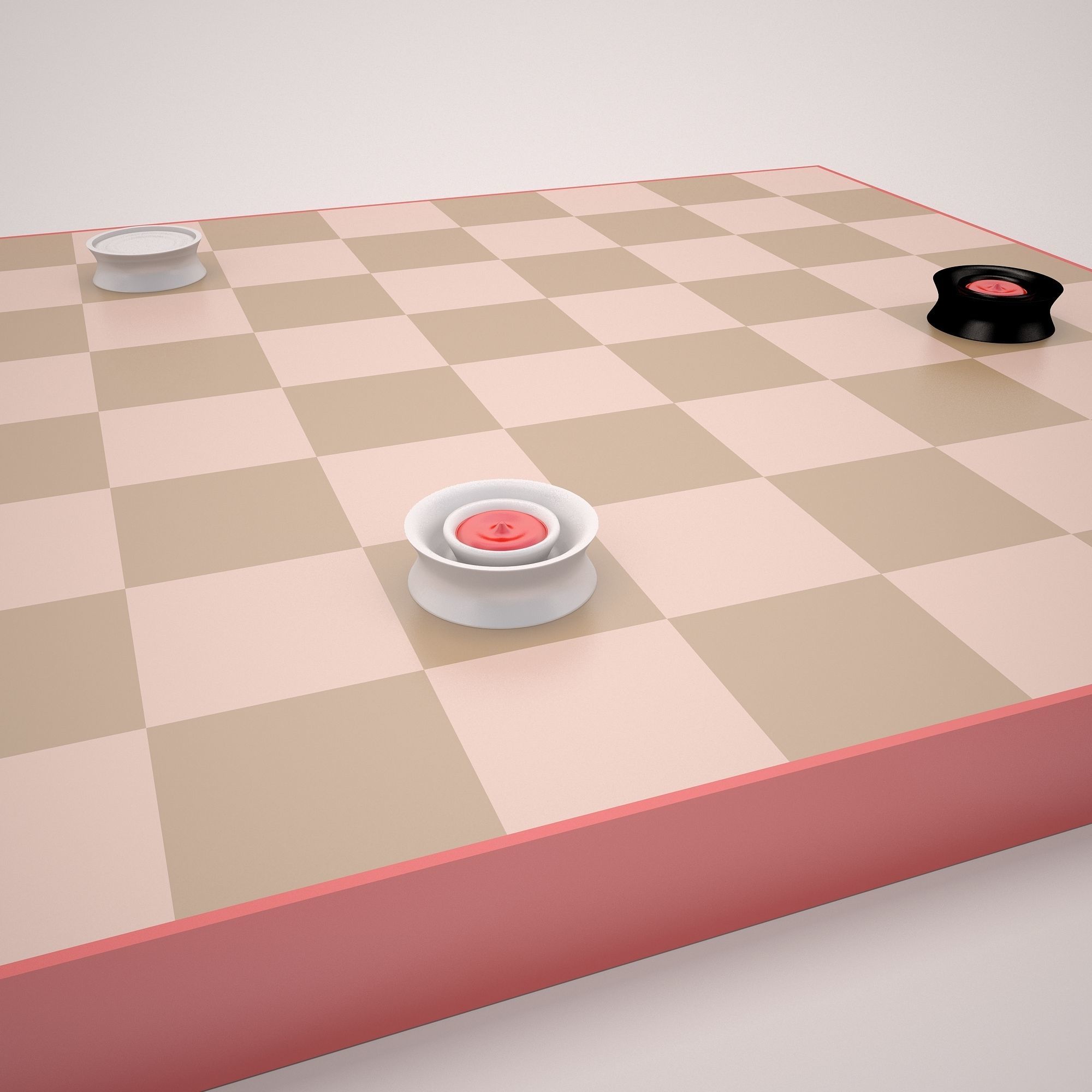 Checkers board with pieces 3D model_2