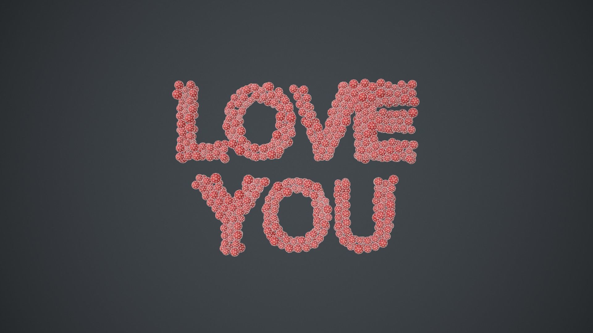 text - love you - formed out of shiny spheres 3D model_3