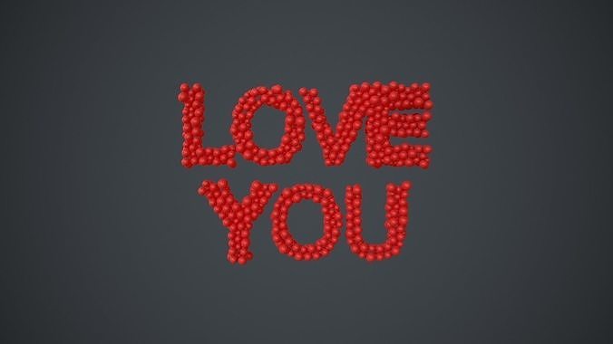 text - love you - formed out of shiny spheres 3D model