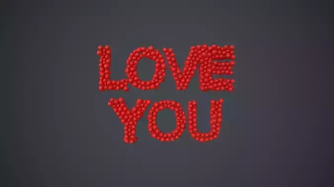 text - love you - formed out of shiny spheres 3D model