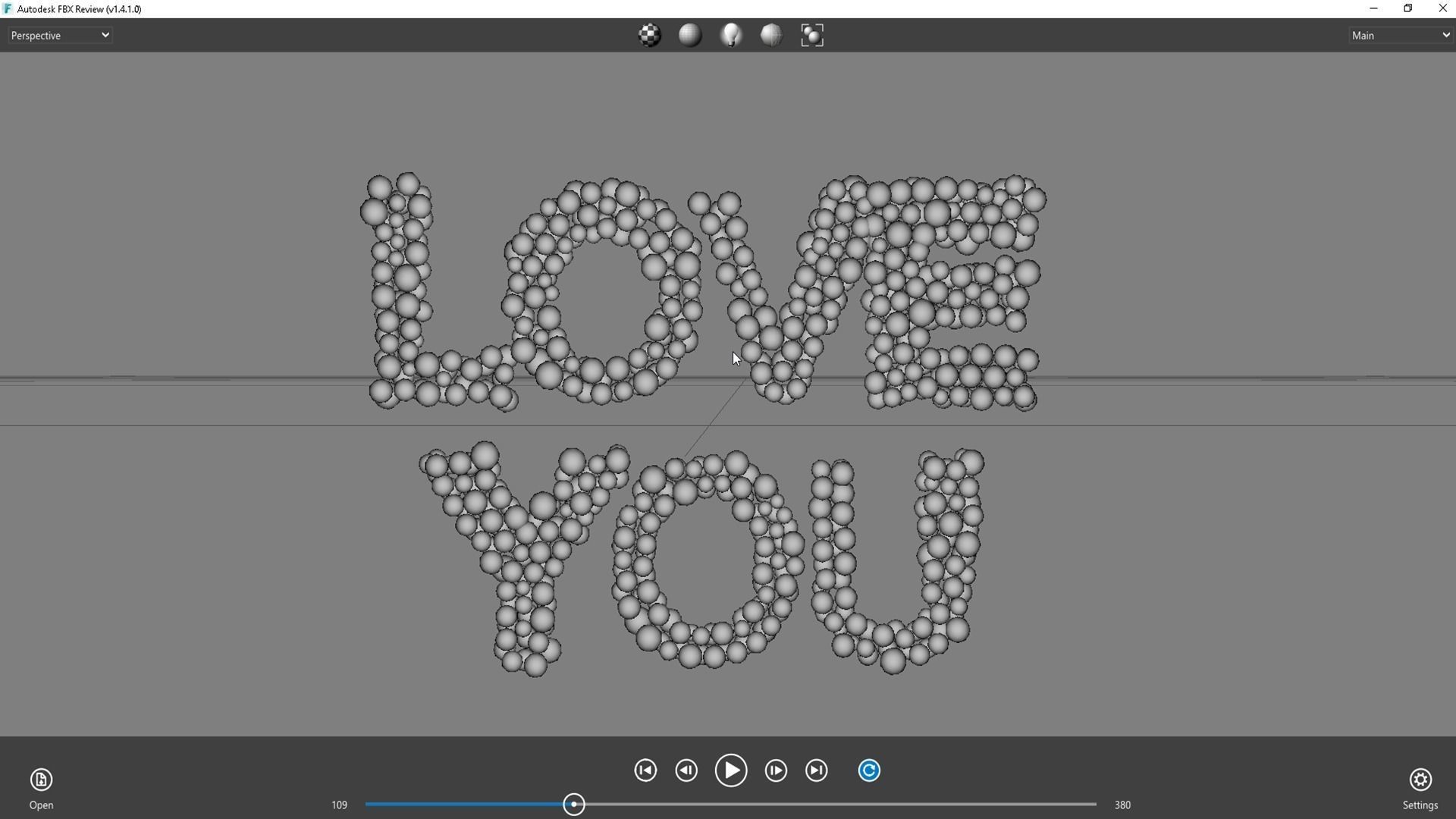 text - love you - formed out of shiny spheres 3D model_4