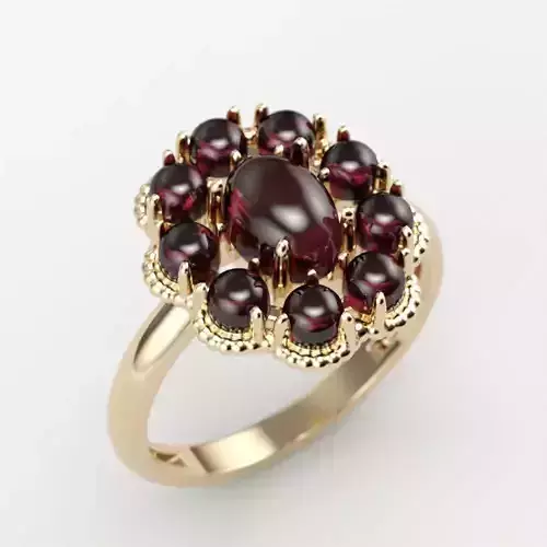 Women ring with cabochons 3dm stl vintage