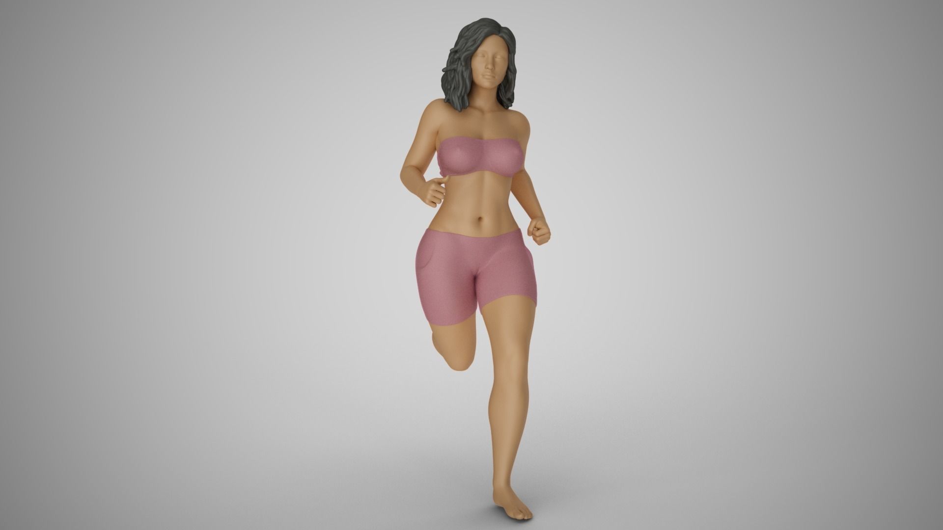 Girl Running on the Beach 3D print model_10