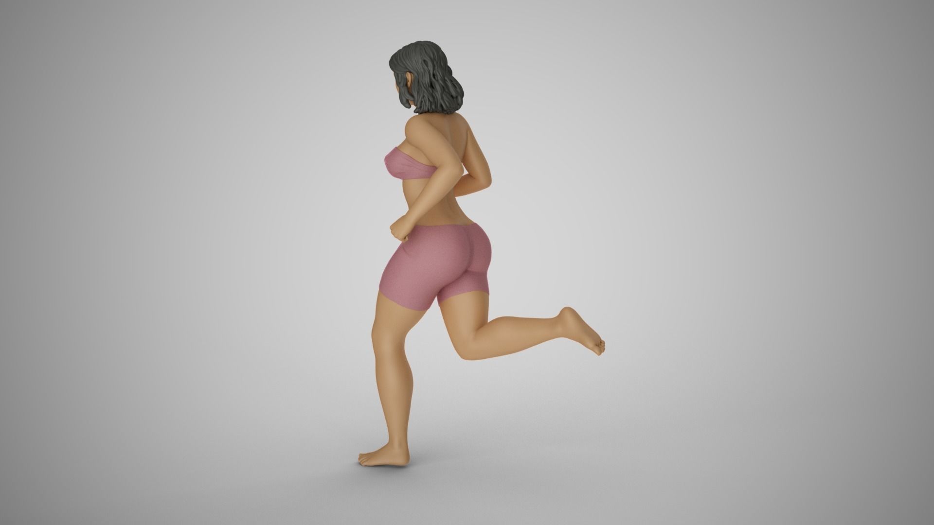 Girl Running on the Beach 3D print model_5