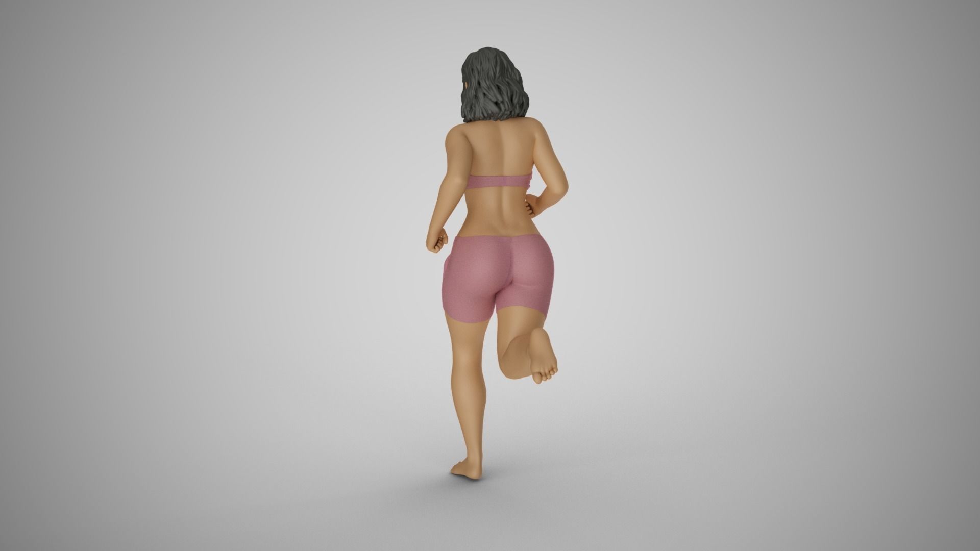 Girl Running on the Beach 3D print model_6