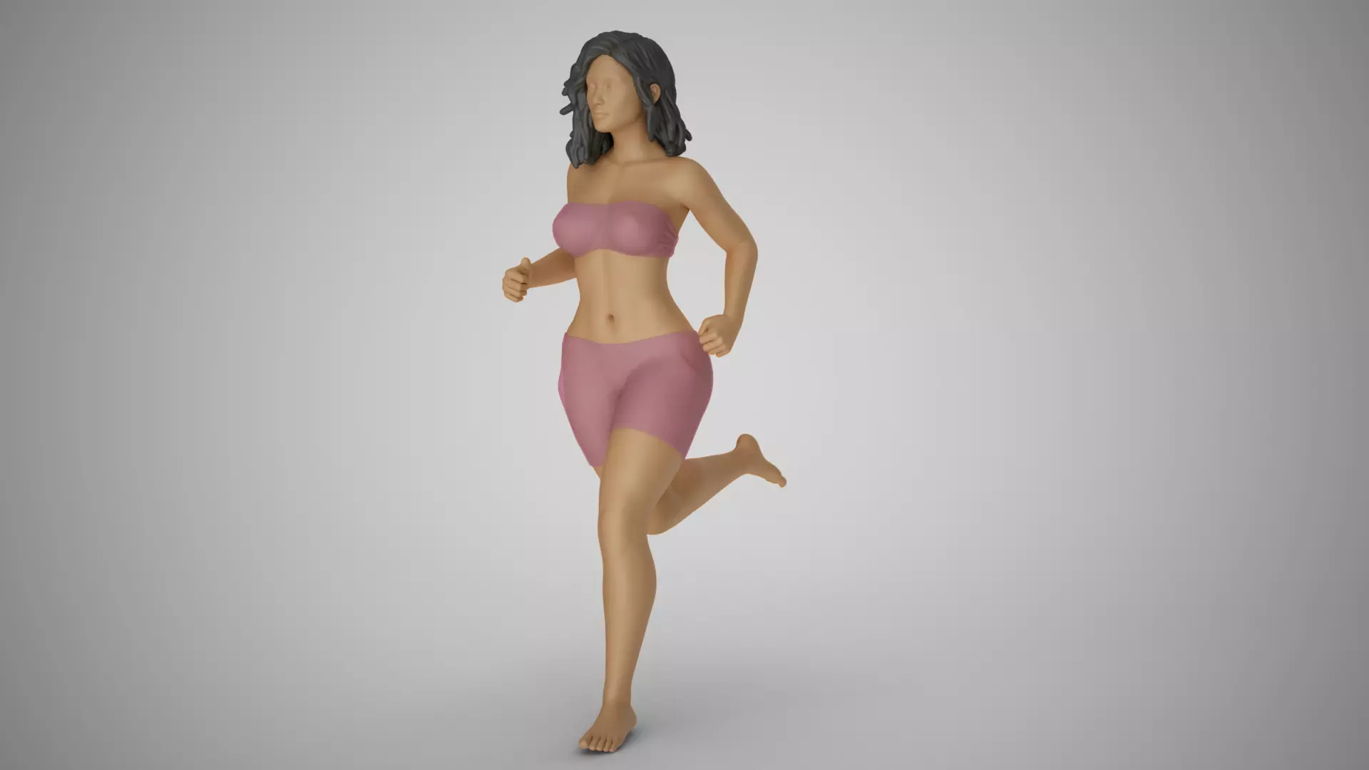 Girl Running on the Beach 3D print model_0
