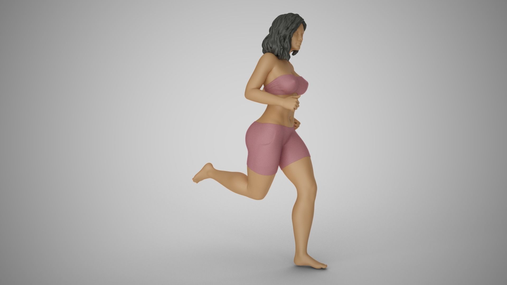 Girl Running on the Beach 3D print model_9