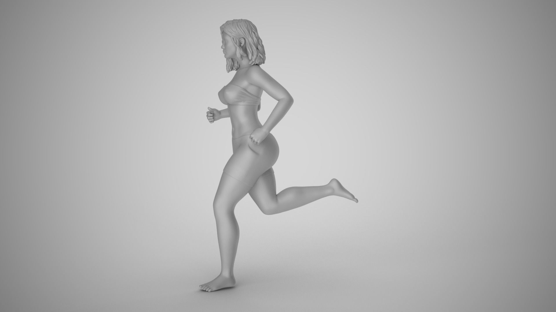 Girl Running on the Beach 3D print model_3
