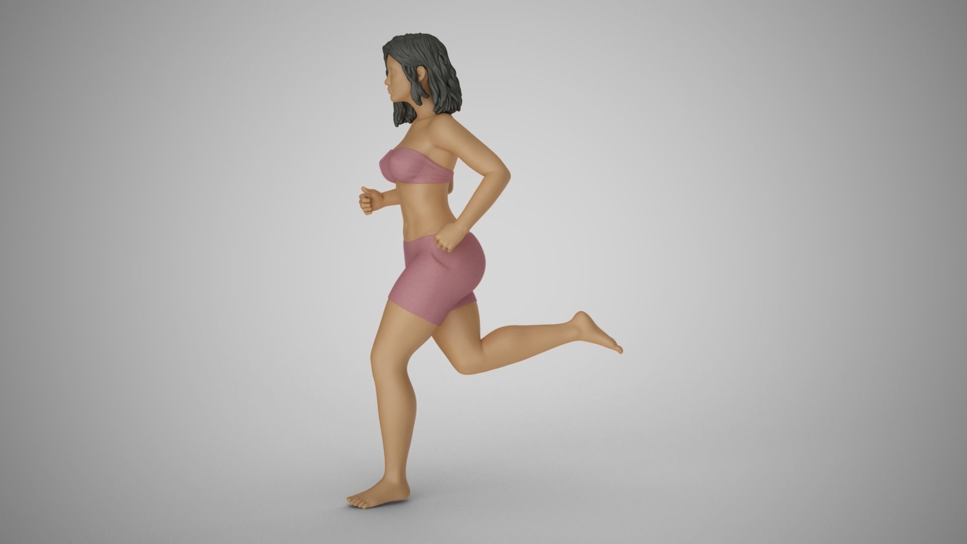 Girl Running on the Beach 3D print model_4