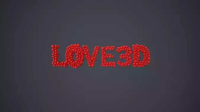 text - love 3D - formed out of shiny spheres 3D model