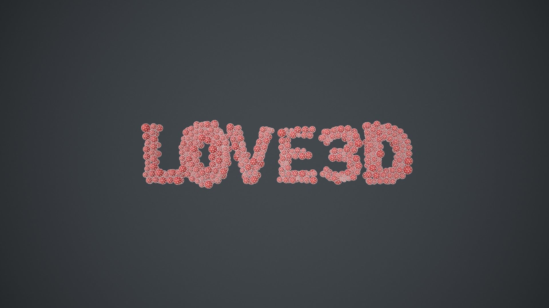 text - love 3D - formed out of shiny spheres 3D model_3