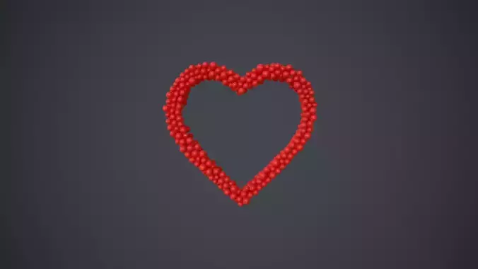 Outline Heart shape - forming animation from spheres
