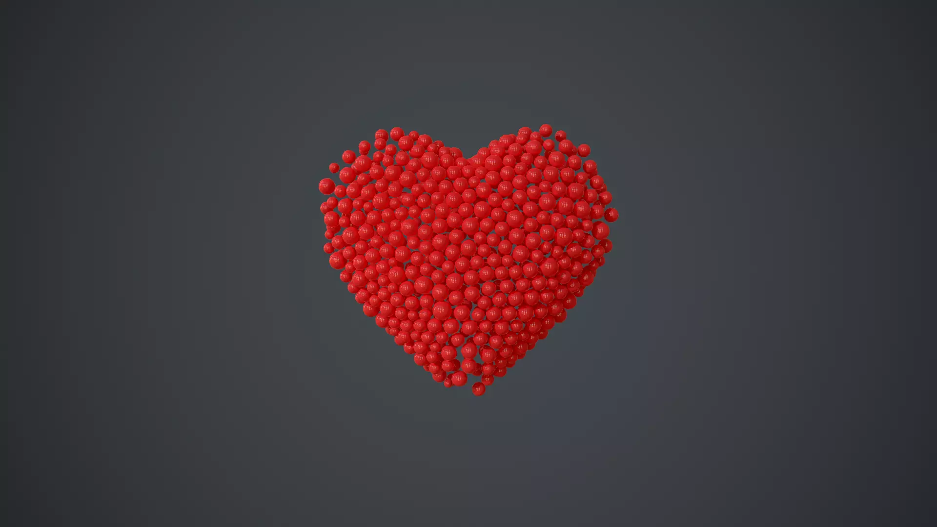 Beating Heart shape - forming animation from spheres 3D model