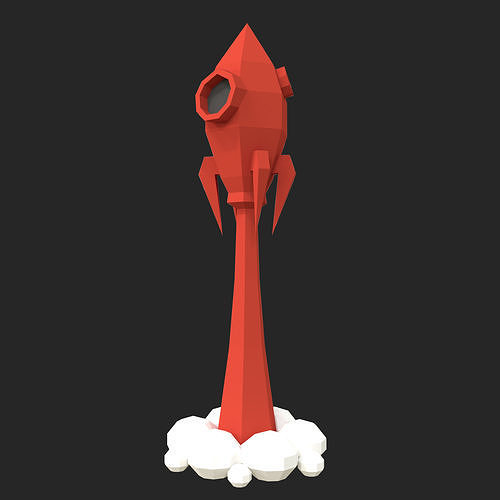 The low poly model of a rocket 3D  3D print model
