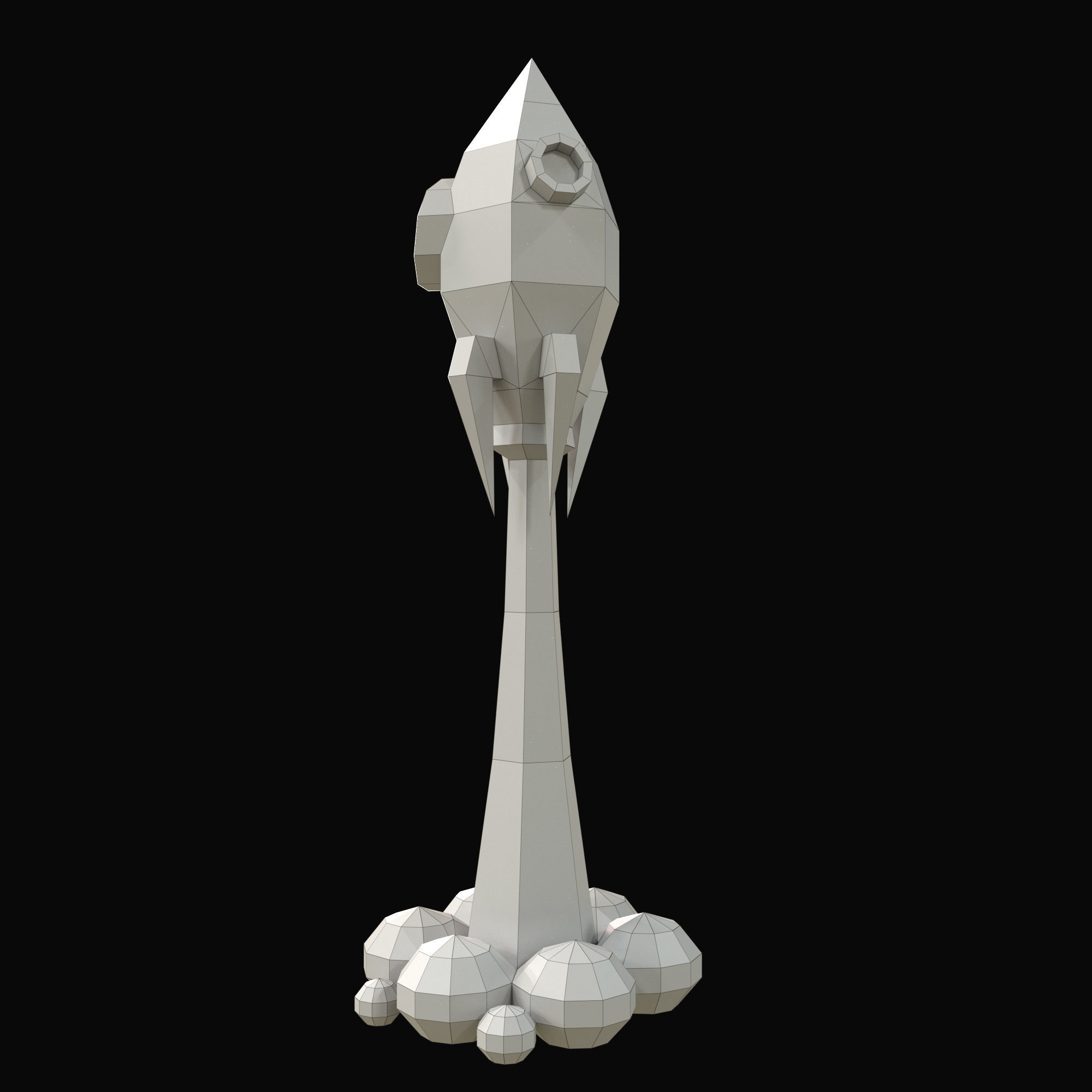  The low poly model of a rocket 3D  3D print model_2