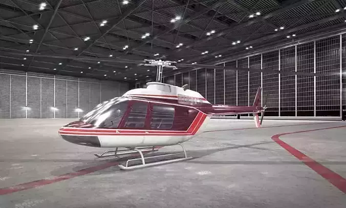 Helicopter in hangar