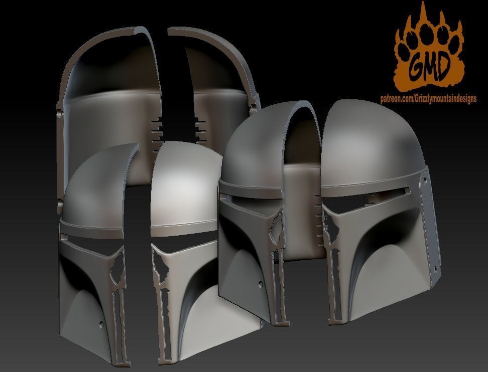 Set of Custom Mandalorian Helmets Punisher mando 3D print model_3
