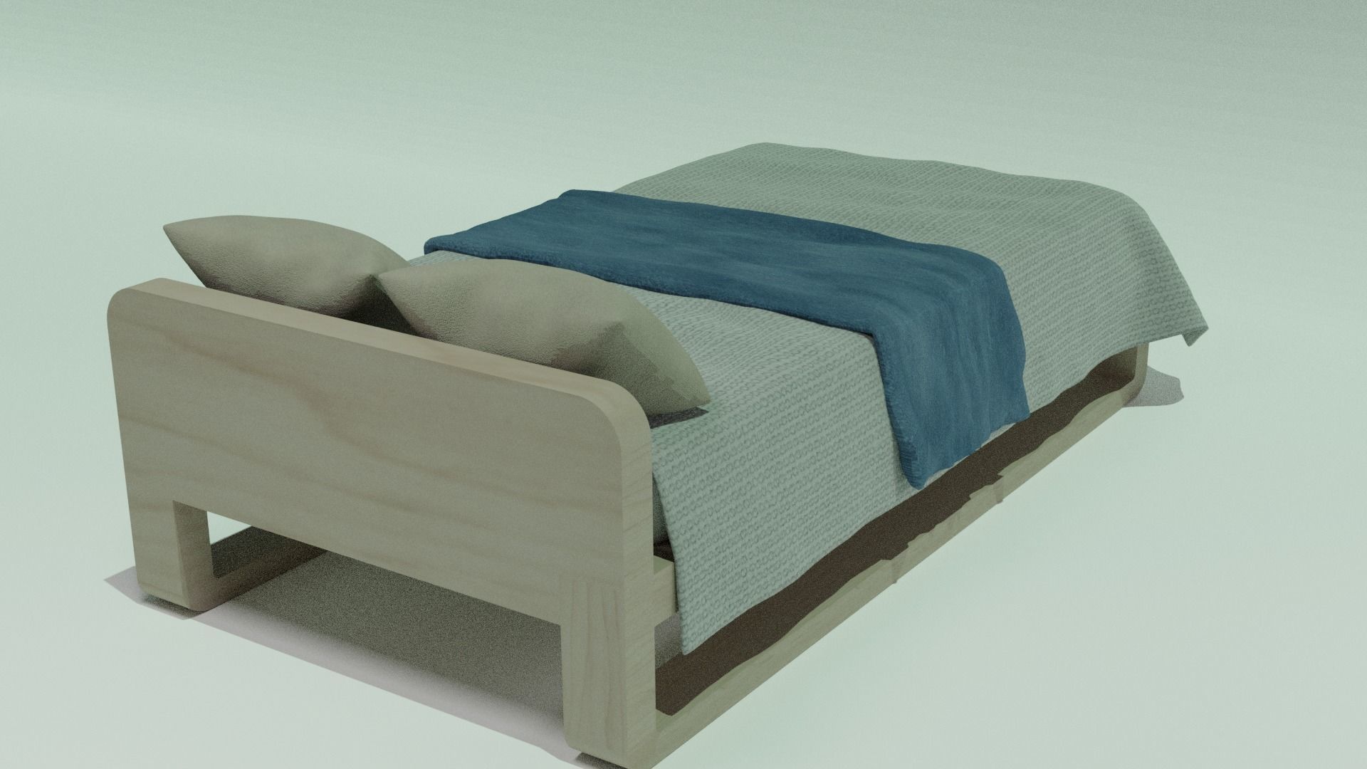 Realistic Bed with blanket Free 3D model_1