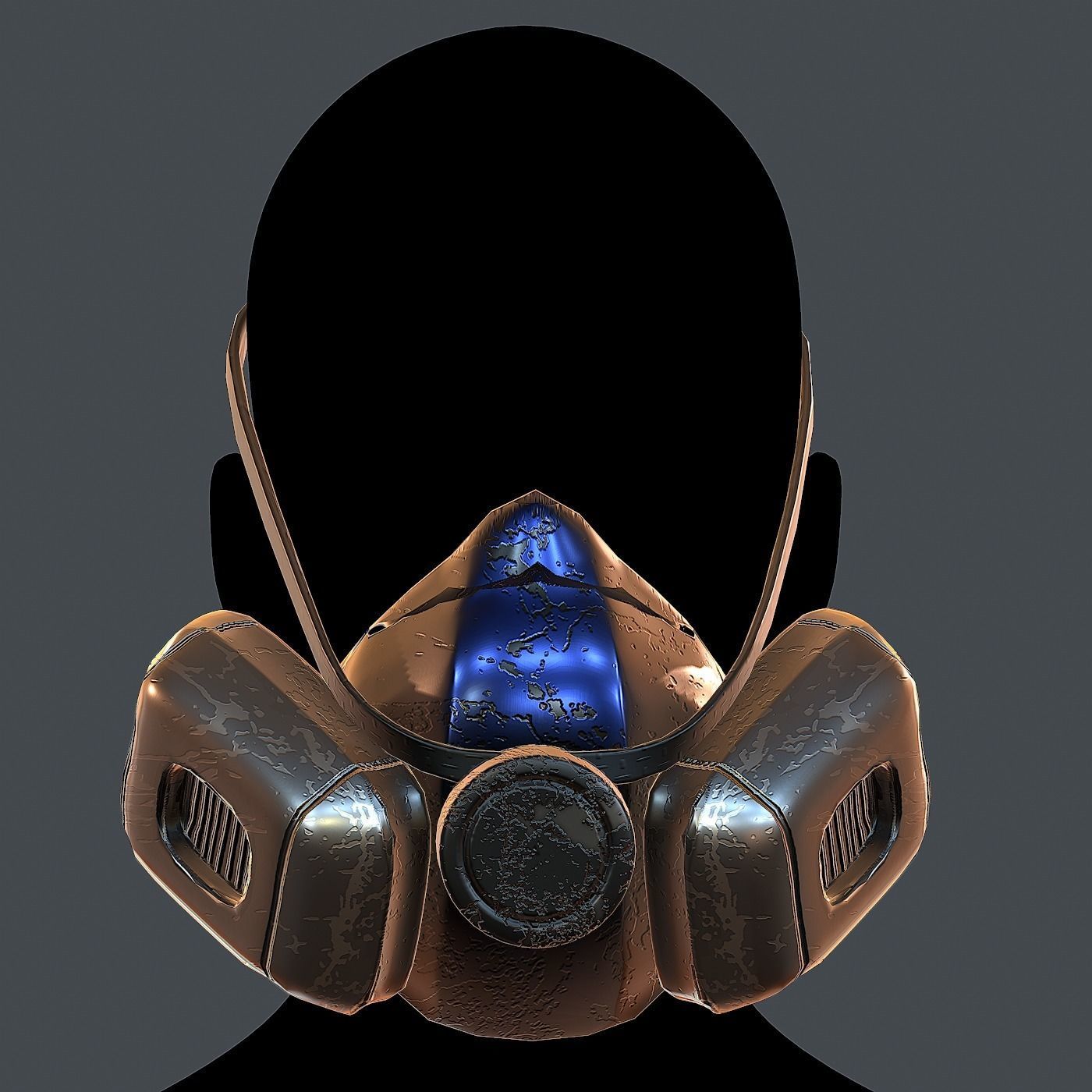 Gas mask helmet 3d model scifi Low-poly  Low-poly 3D model_2