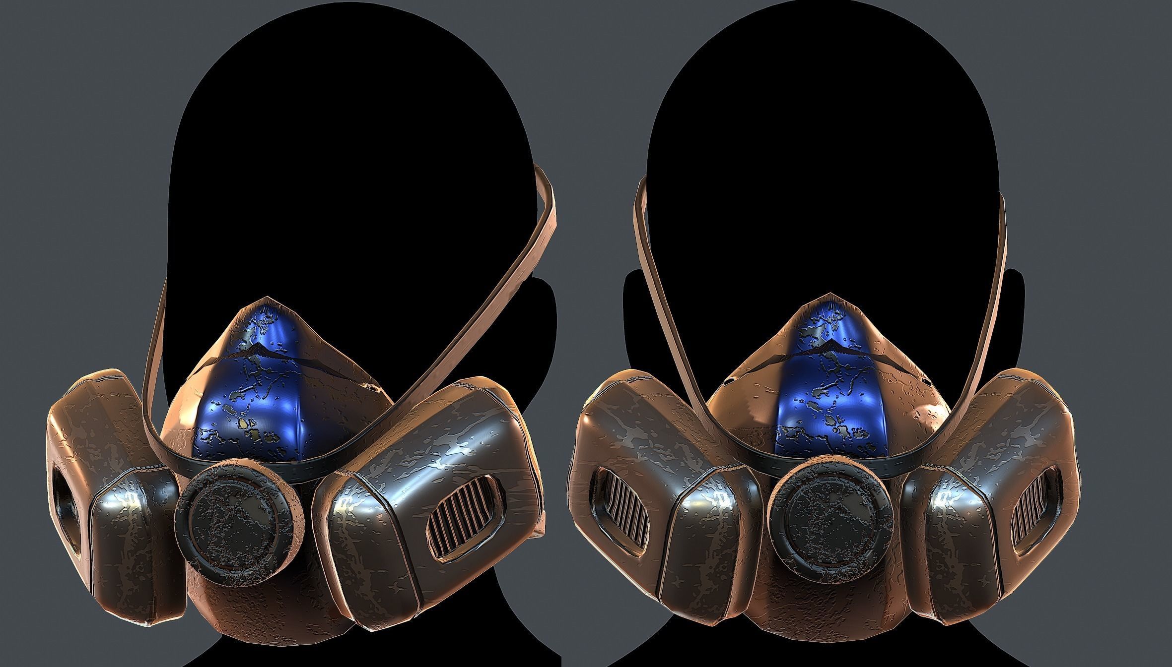 Gas mask helmet 3d model scifi Low-poly  Low-poly 3D model_1