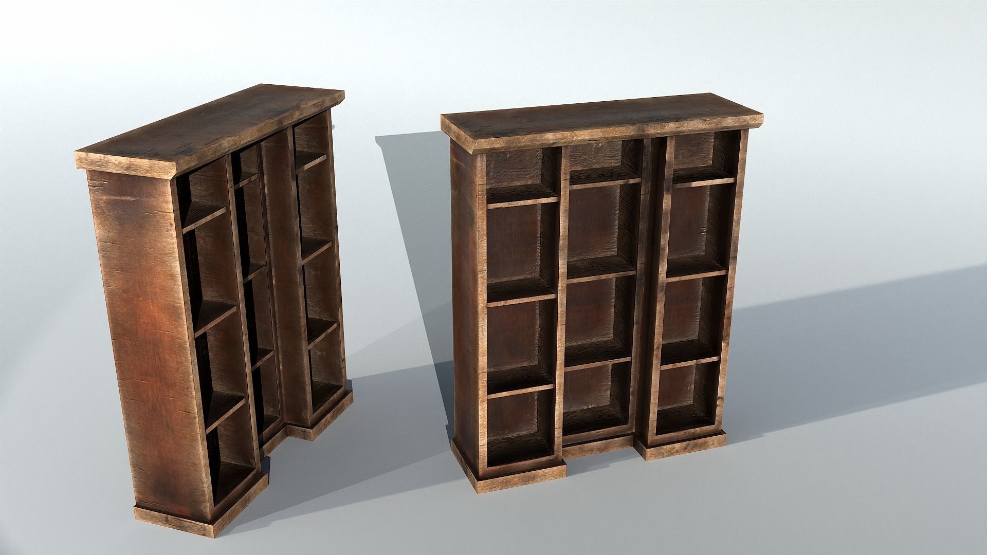Book Shelf Low-poly 3D model_2
