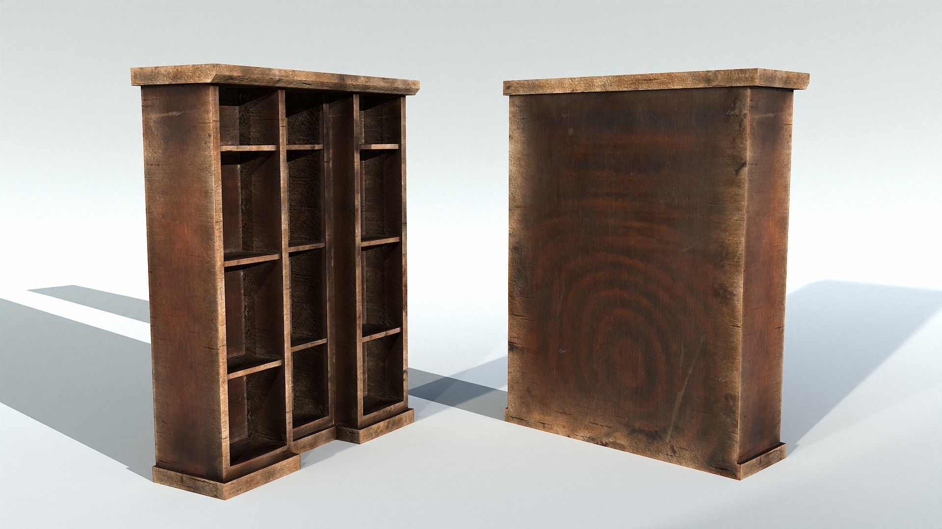 Book Shelf Low-poly 3D model_1