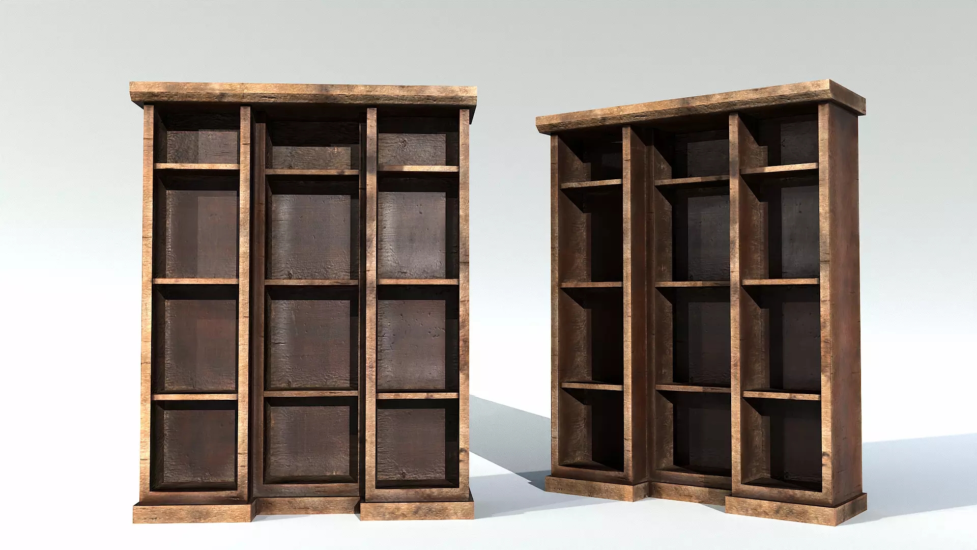 Book Shelf Low-poly 3D model_0