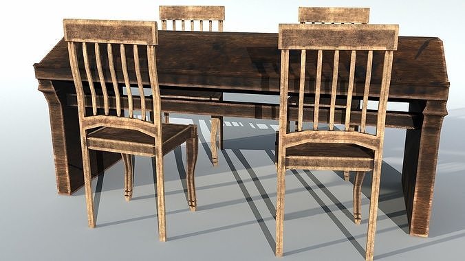 Booklectern pair of wooden chairs Free low-poly 3D model