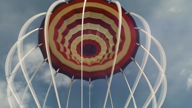 Parachute kite flying in sky - kite Low-poly 3D model