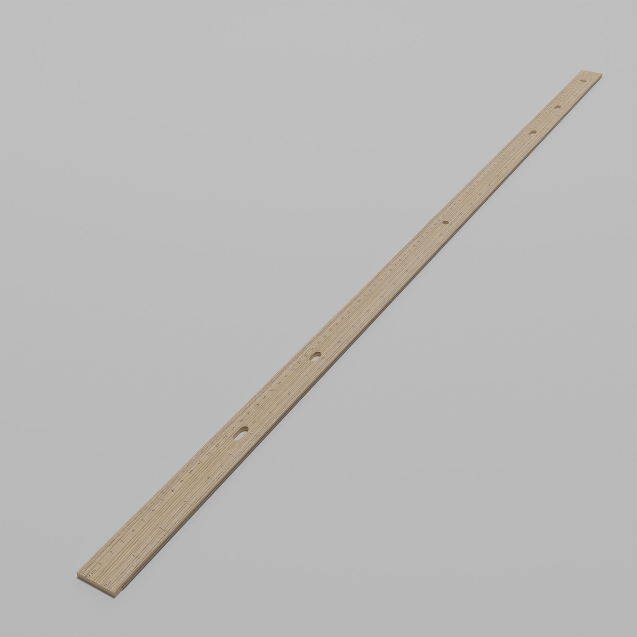 Wooden Meter Stick Low-poly 3D model_4