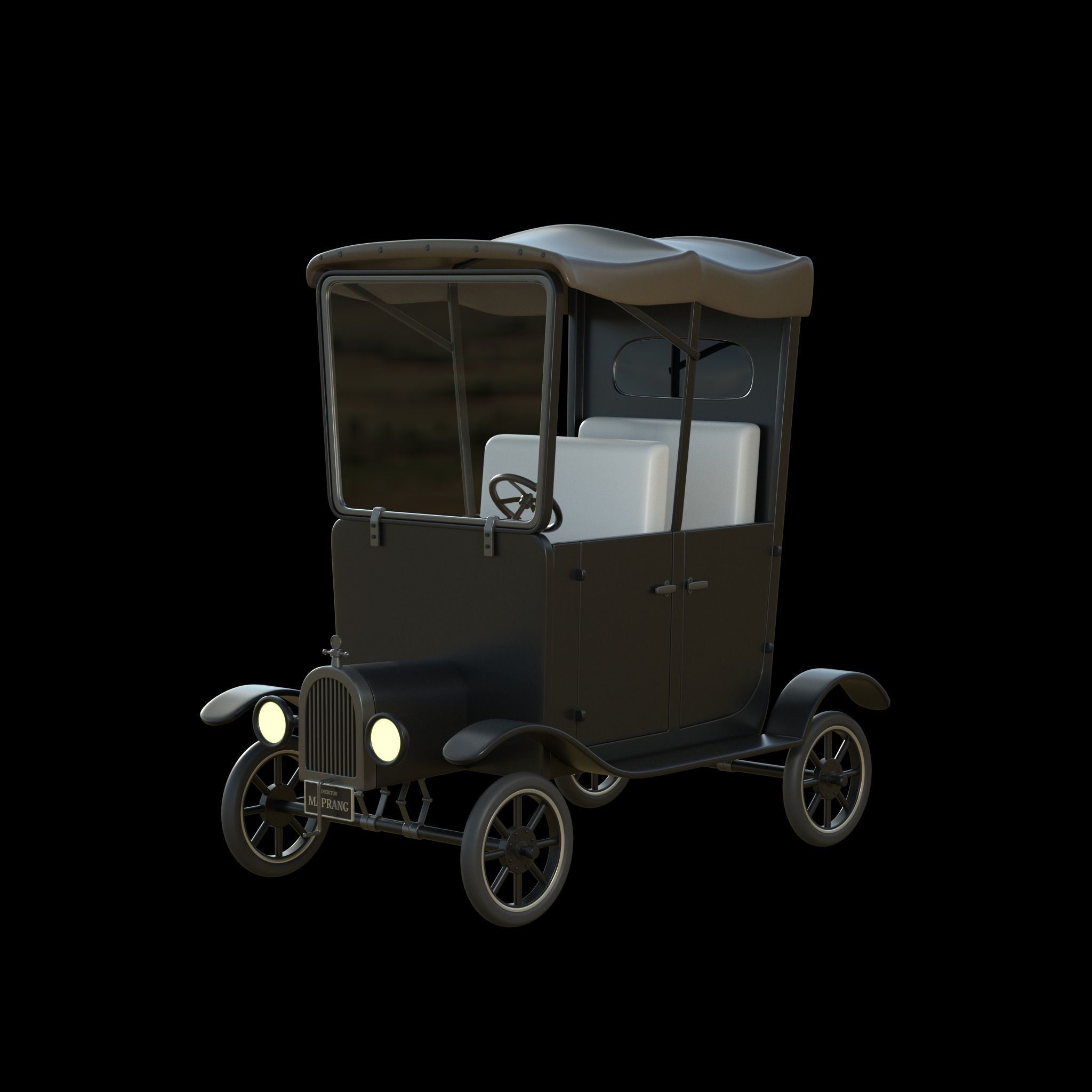 CarThesis old fashioned car Low-poly 3D model_5