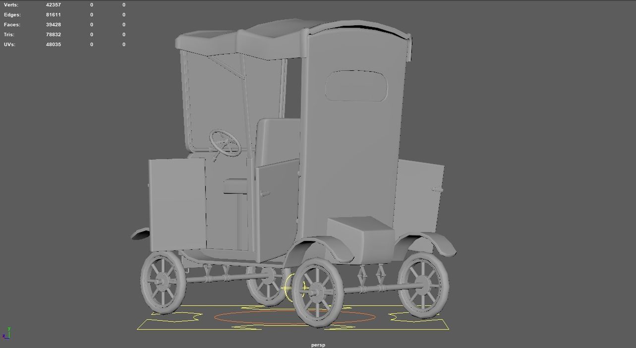 CarThesis old fashioned car Low-poly 3D model_4