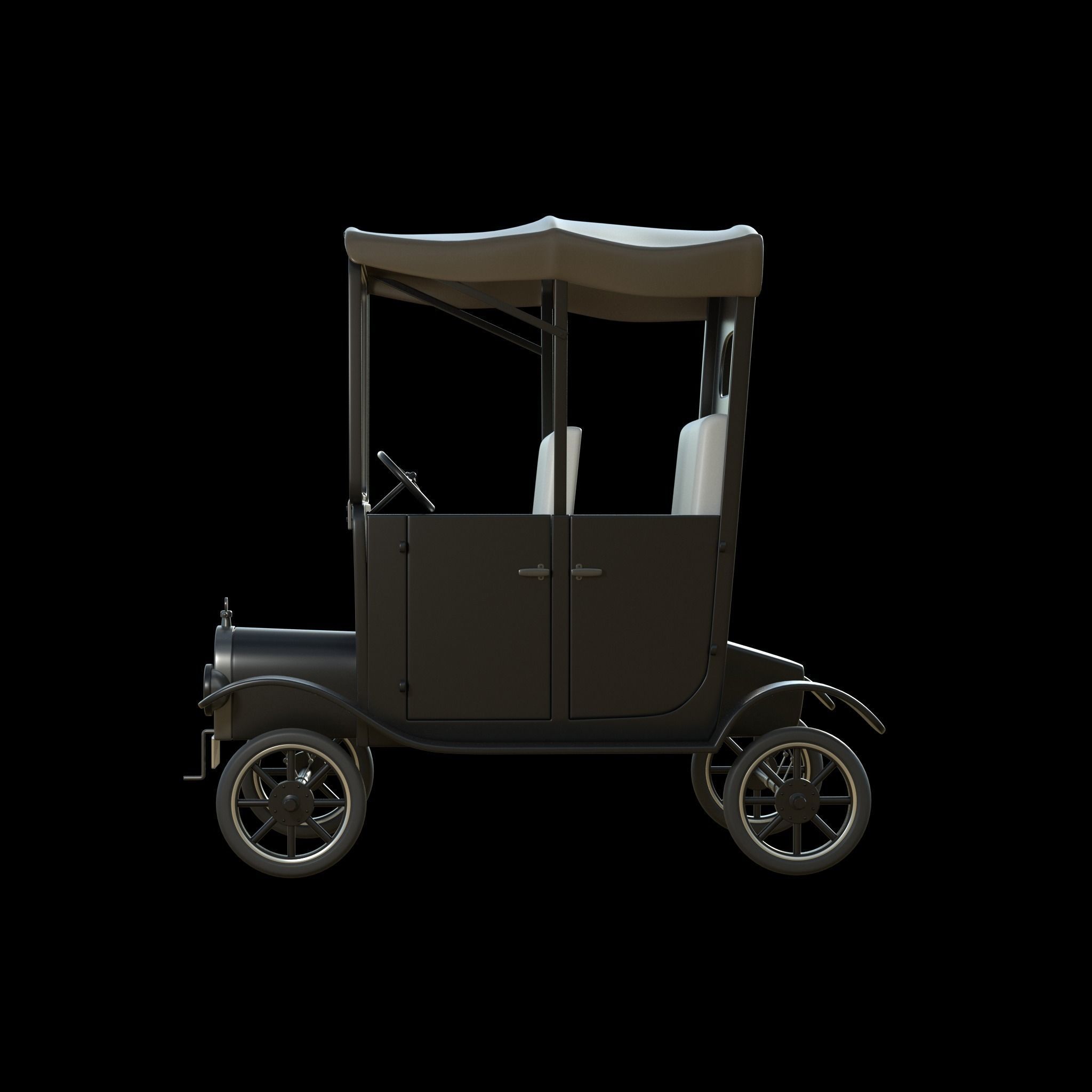 CarThesis old fashioned car Low-poly 3D model_6