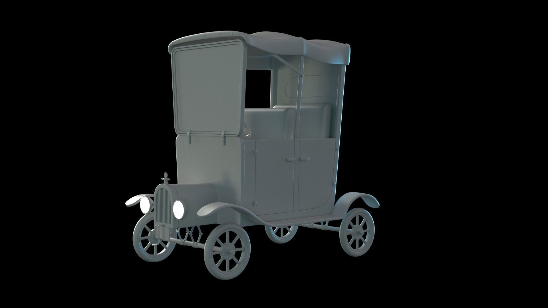 CarThesis old fashioned car Low-poly 3D model_2
